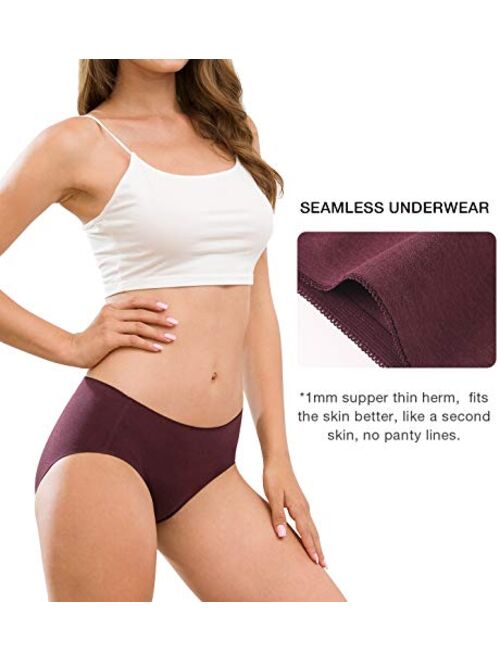 ALTHEANRAY Womens Underwear Cotton Seamless Soft Hipster Panties Ladies Mid Rise Bikini