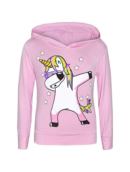 Kids Girls Tracksuits Unicorn Rainbow Dab Floss Baby Pink Top Legging Sets 7-13