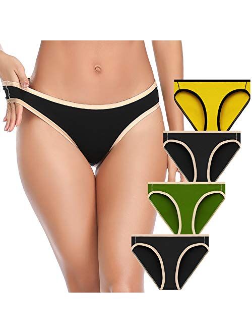 IESUNNY Women's Underwear, Cotton Low Rise Stretch Bikini Hipster Briefs Panties for Women Mutipack