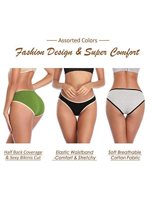 IESUNNY Women's Underwear, Cotton Low Rise Stretch Bikini Hipster Briefs Panties for Women Mutipack