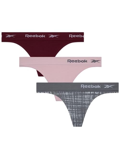 Reebok Women's Nylon/spandex Seamless Thong Underwear (3 Pack)