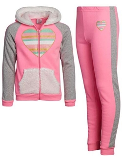 Real Love Girls 2-Piece Sherpa Lined Hoodie Jog Set