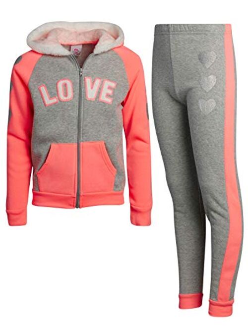 Real Love Girls 2-Piece Sherpa Lined Hoodie Jog Set