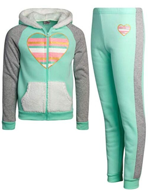 Real Love Girls 2-Piece Sherpa Lined Hoodie Jog Set