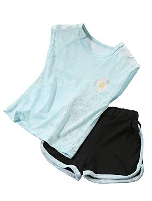 HH Family Girls Short Sets with Athletic Shorts and Workout Tops Quick Dry Athletic Clothing Sets 6-13 Years