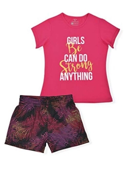 Cheetah Girls 'Girls Always Win' Graphic Color Block T-Shirt and Shorts Gym Set