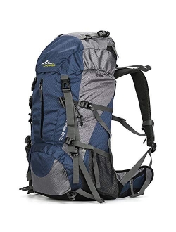 Loowoko Hiking Backpack 50L Travel Camping Backpack with Rain Cover