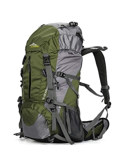 Loowoko Hiking Backpack 50L Travel Camping Backpack with Rain Cover