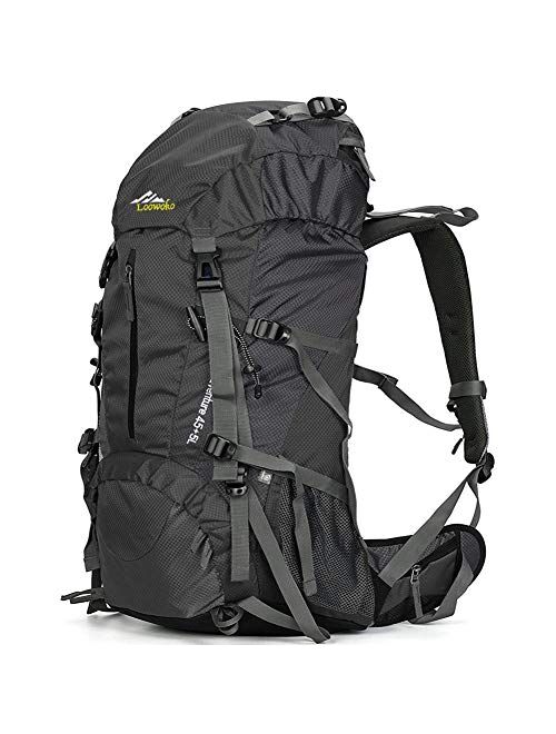 Loowoko Hiking Backpack 50L Travel Camping Backpack with Rain Cover