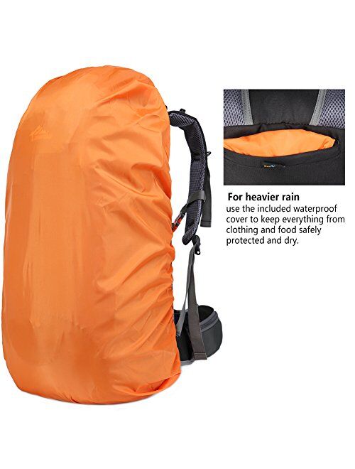 Loowoko Hiking Backpack 50L Travel Camping Backpack with Rain Cover