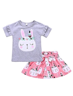 Mud Kingdom Little Girls Outfits Bunny Cute Tops and Shorts Summer