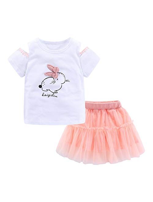 Mud Kingdom Little Girls Outfits Bunny Cute Tops and Shorts Summer