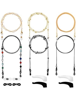 6 Pieces Eyeglass Chains Elegant Eyewear Retainer Beaded Eyeglass Strap Holder