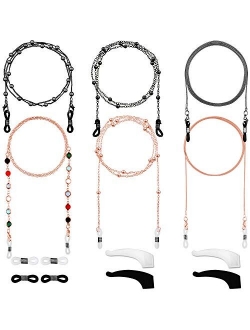 6 Pieces Eyeglass Chains Elegant Eyewear Retainer Beaded Eyeglass Strap Holder