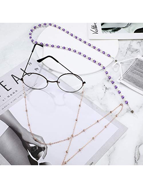 8 Pieces Eyeglasses Chains Beaded Sunglasses Strap Holder Elegant Eyewear Retainer Chain, 8 Styles