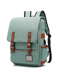 UGRACE Vintage Laptop Backpack Slim School Bag Travelling Backpacks with USB Charging Port for Men Women