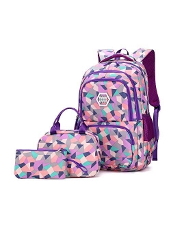 Bansusu Geometric Prints Primary School Student Satchel Backpack For Girls