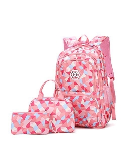 Bansusu Geometric Prints Primary School Student Satchel Backpack For Girls