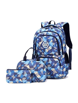 Bansusu Geometric Prints Primary School Student Satchel Backpack For Girls