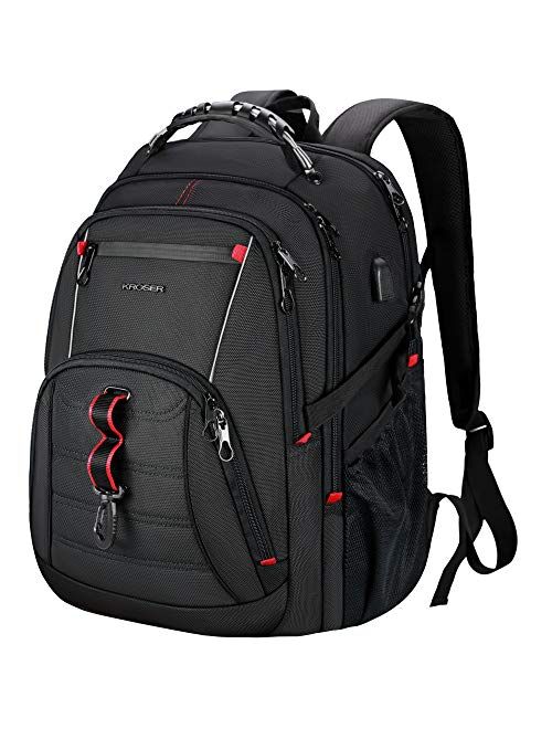 KROSER Travel Laptop Backpack 17.3 Inch XL Computer Backpack Stylish College Backpack with USB Charging Port & RFID Pockets Water-Repellent Day pack for School/Business/M