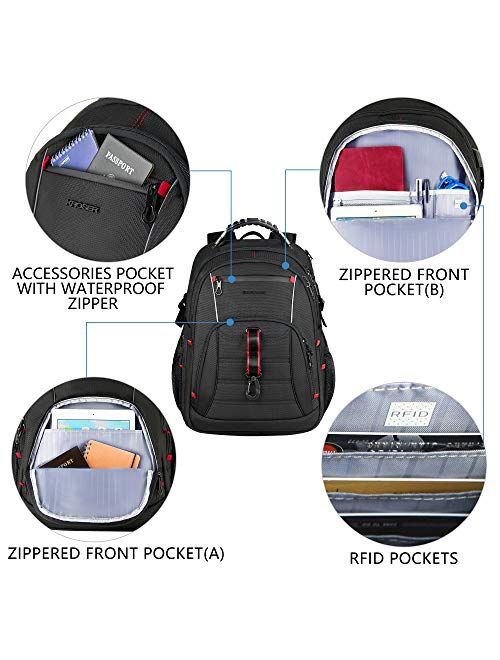 KROSER Travel Laptop Backpack 17.3 Inch XL Computer Backpack Stylish College Backpack with USB Charging Port & RFID Pockets Water-Repellent Day pack for School/Business/M