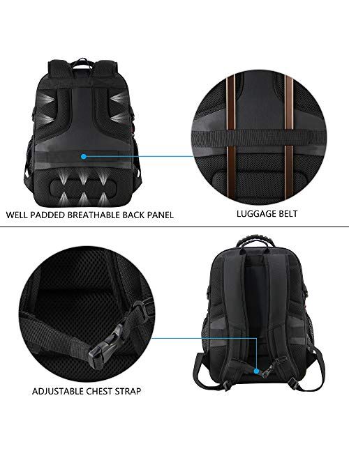 KROSER Travel Laptop Backpack 17.3 Inch XL Computer Backpack Stylish College Backpack with USB Charging Port & RFID Pockets Water-Repellent Day pack for School/Business/M