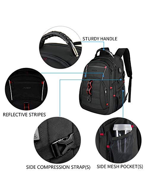 KROSER Travel Laptop Backpack 17.3 Inch XL Computer Backpack Stylish College Backpack with USB Charging Port & RFID Pockets Water-Repellent Day pack for School/Business/M