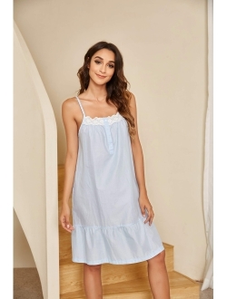 Sleepwear Sleeveless Nightgown Cotton Sleep Dress Victorian Sleepshirt Strap Gown for Women S-XXL