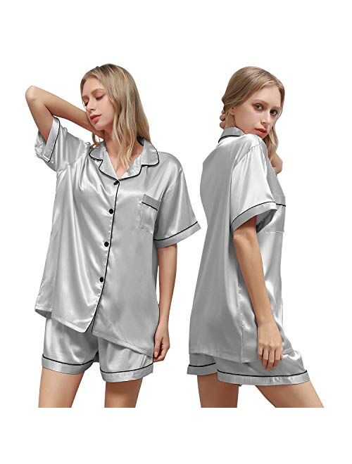 Ladieshow Women's Silk Satin Pajama, Ladies Pajamas Set Soft, Sleepwear Set