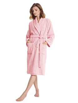 SIORO Terry Cloth Robes for Women Cotton Towel Bathrobe Soft Shower Robe Long Shawl Collar Loungewear S-XL