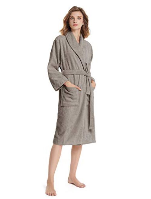 SIORO Terry Cloth Robes for Women Cotton Towel Bathrobe Soft Shower Robe Long Shawl Collar Loungewear S-XL