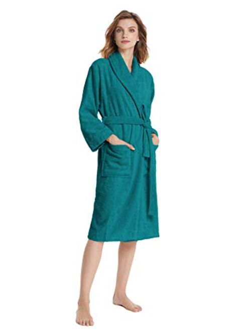 SIORO Terry Cloth Robes for Women Cotton Towel Bathrobe Soft Shower Robe Long Shawl Collar Loungewear S-XL