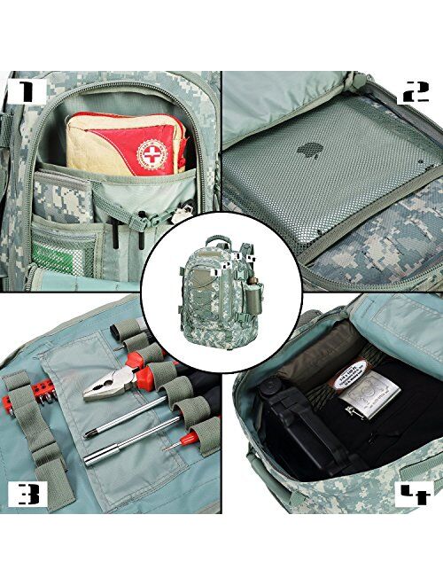 Outdoor 3 Day Expandable 40-64L Backpack Military Tactical Hiking Bug Out Bag