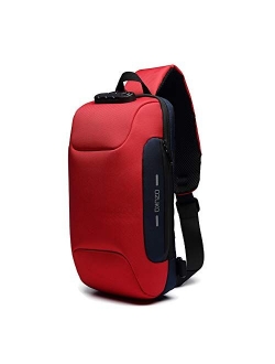 OZUKO Sling Backpack USB Anti-Theft Men'S Chest Bag Casual Shoulder Bag