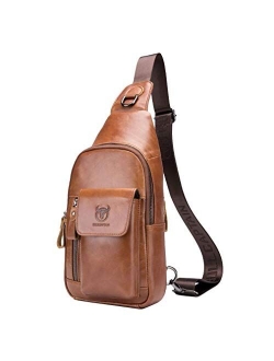 Leather Sling Bag Casual Backpack for Men Women Crossbody Shoulder Chest Day Pack Outdoor Travel Sports Camping Hiking Tactical Daypack