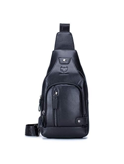 Leather Sling Bag Casual Backpack for Men Women Crossbody Shoulder Chest Day Pack Outdoor Travel Sports Camping Hiking Tactical Daypack