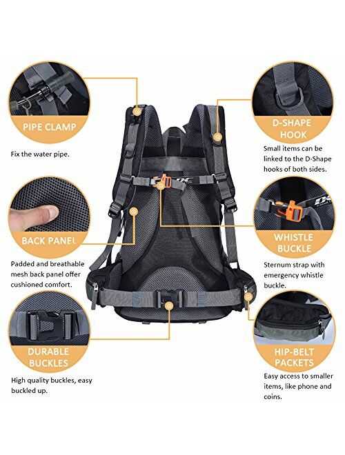 Diamond Candy Waterproof Hiking Backpack for Men and Women, 40L Lightweight Day Pack for Travel Camping