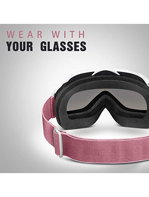 OutdoorMaster OTG Ski Goggles - Over Glasses Ski/Snowboard Goggles for Men, Women & Youth - 100% UV Protection