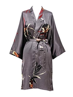 Women's Satin Kimono Robe Short - Floral