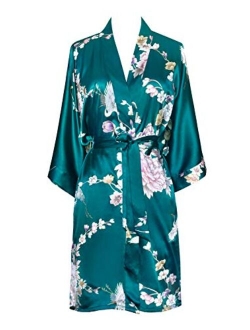 Women's Satin Kimono Robe Short - Floral