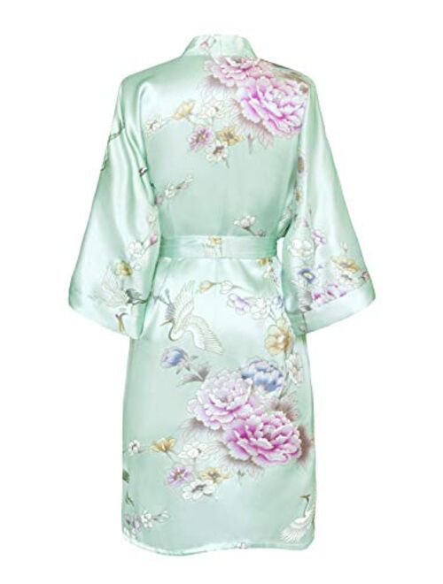 Women's Satin Kimono Robe Short - Floral