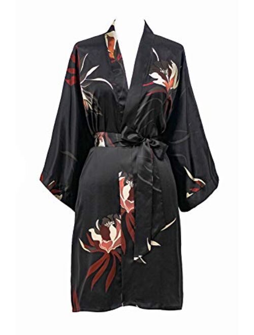 Women's Satin Kimono Robe Short - Floral