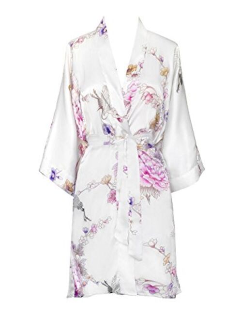 Women's Satin Kimono Robe Short - Floral