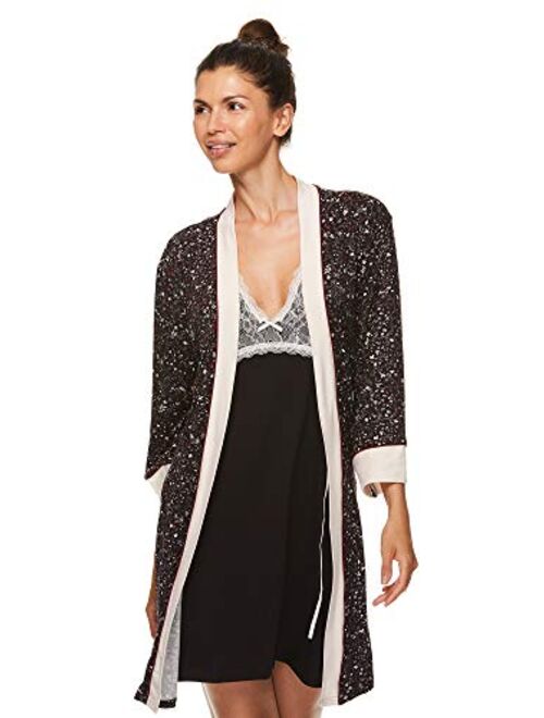 Nanette Lepore 2 Piece Womens Chemise with Robe - Nightgown and Robe Travel Pajama Set