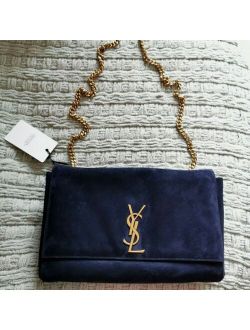 Authentic SAINT LAURENT medium YSL Monogram Kate Suede Shoulder Bag NWT $2650