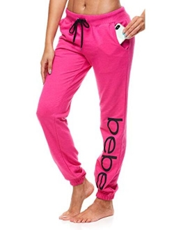 bebe Womens French Terry Jogger Lounge Sleep Sweatpants Pajamas