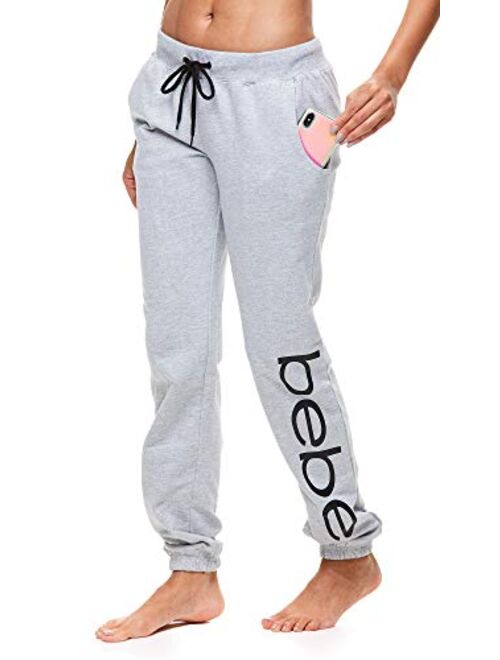 bebe Womens French Terry Jogger Lounge Sleep Sweatpants Pajamas