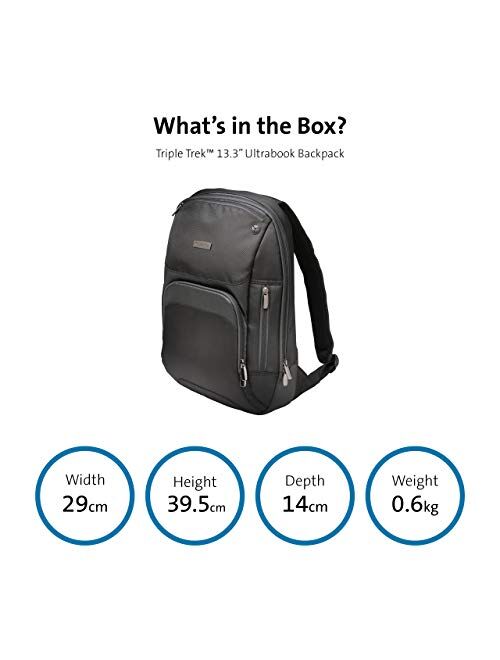 Kensington Triple Trek Slim Backpack for MacBooks, Chromebooks