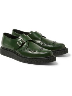 Saint Laurent Hedi Slimane FW14 Green Leather Monk Buckle Creepers sz 41 8