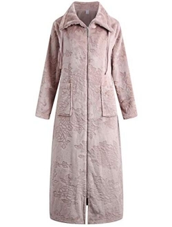 Richie House Women's Soft and Warm Fleece Robe with Zipper Size S-XL RHW2856